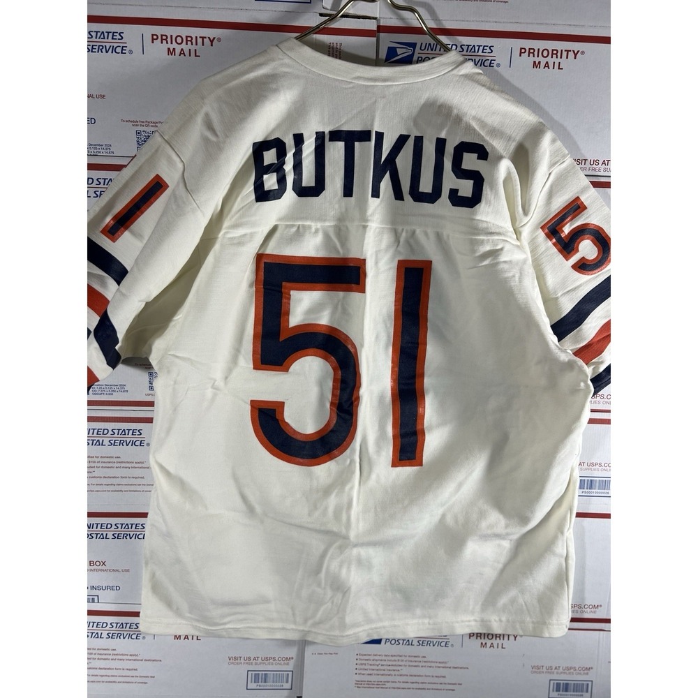 VINTAGE RAWLINGS CHICAGO BEARS #51 BUTKUS THROWBACK JERSEY XL CHAMPION SAND KNIT